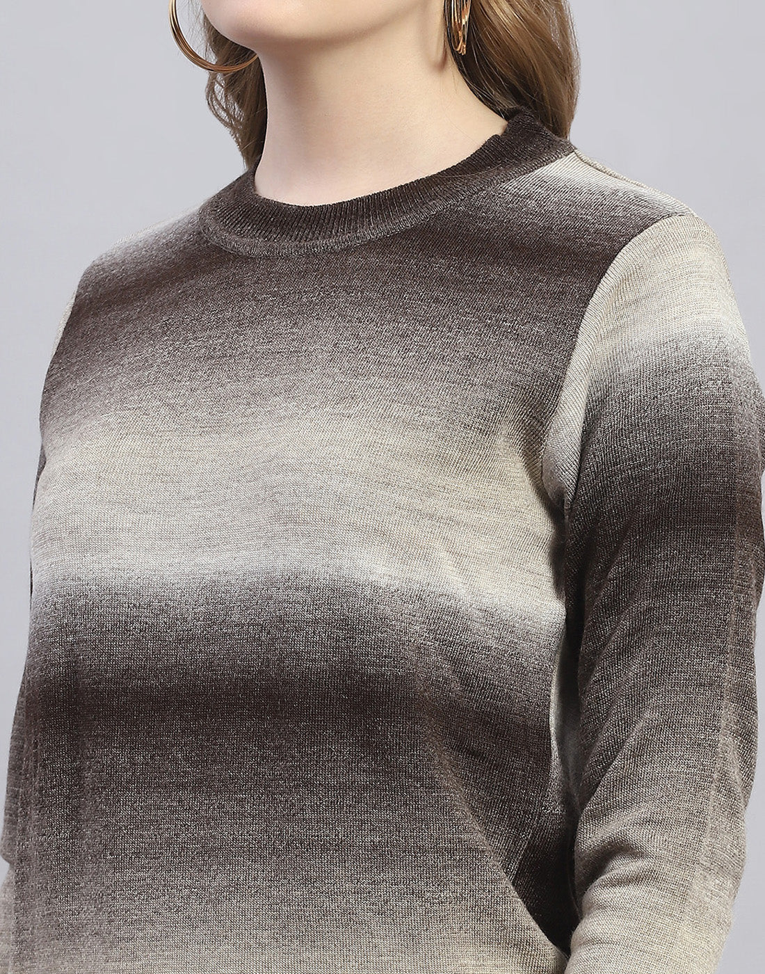 Women Brown Solid Round Neck Full Sleeve Cords Set - Image 9