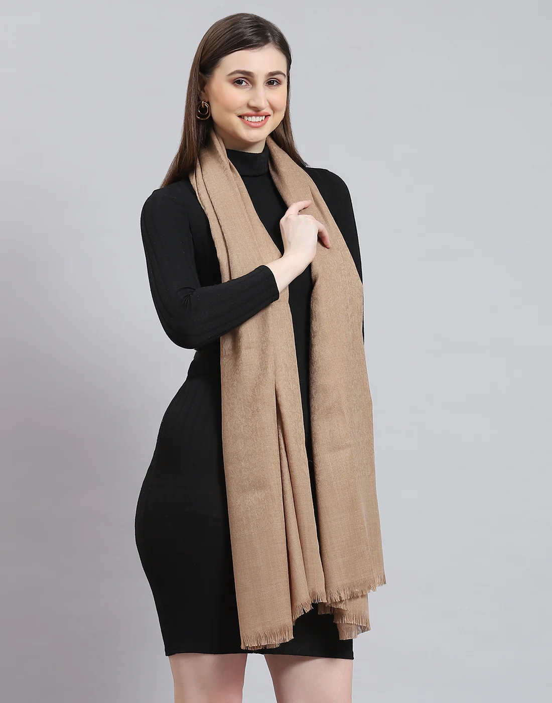 Women Brown Solid Shawl - Image 4