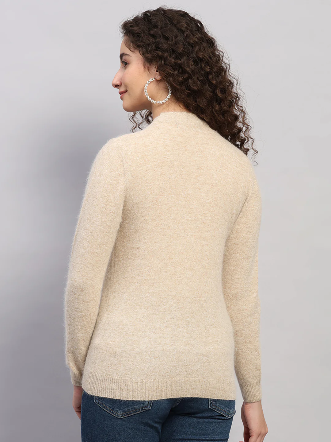 Women Brown Solid V Neck Full Sleeve Cardigan - Image 5