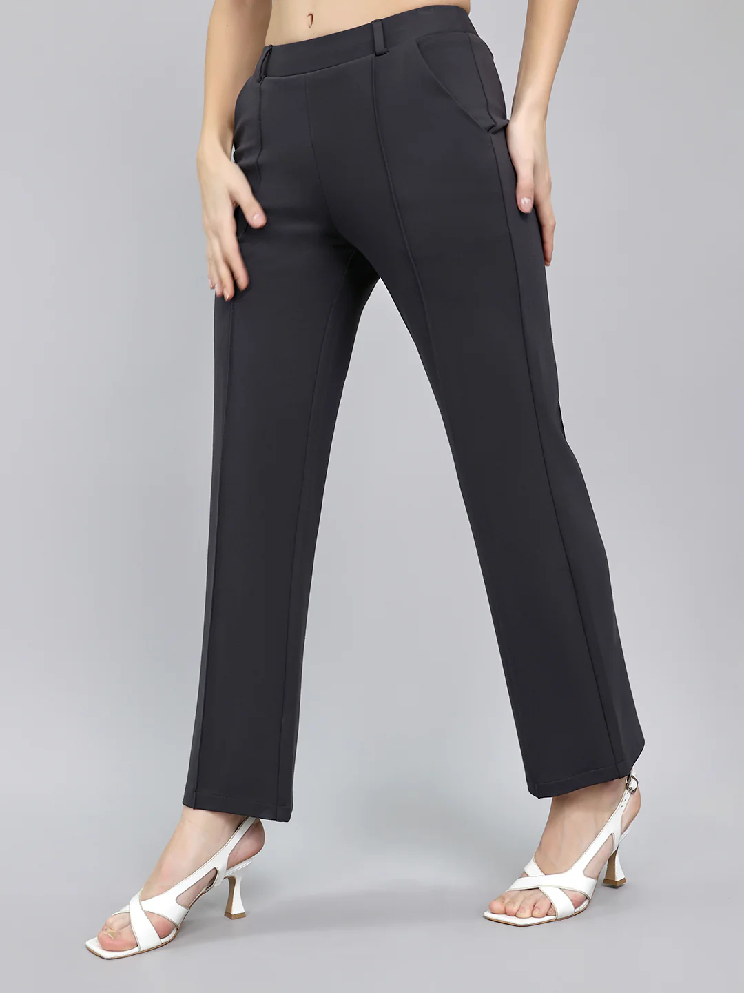 Women Charcoal Solid Regular Fit Jegging - Image 2