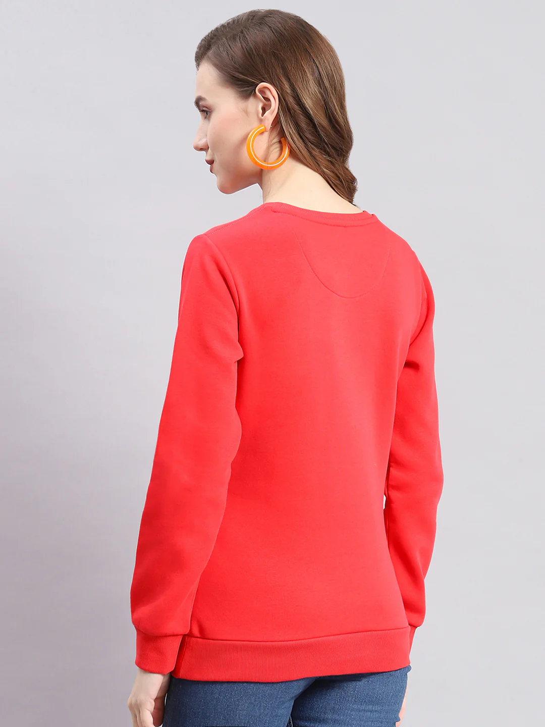 Women Coral Embroidered Round Neck Full Sleeve Sweatshirts - Image 5