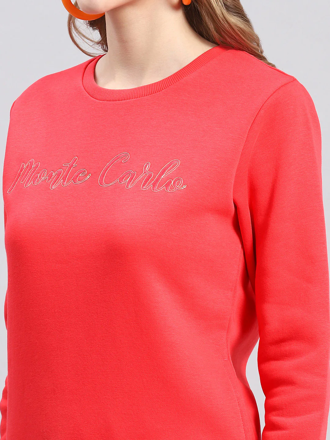 Women Coral Embroidered Round Neck Full Sleeve Sweatshirts - Image 6