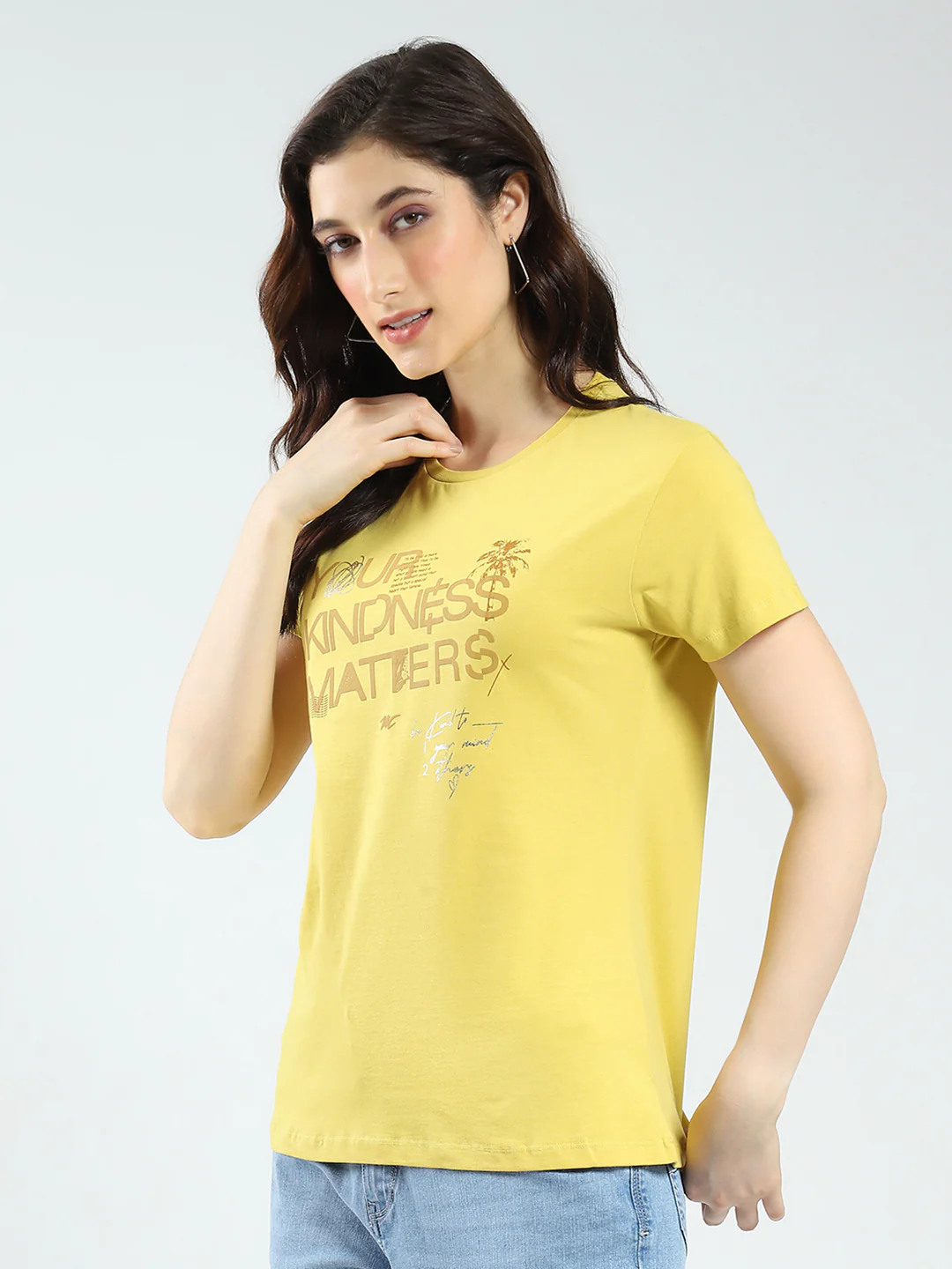 Women Coral & Mustard Printed Round Neck Half Sleeve Top 2Pc Set - Image 8