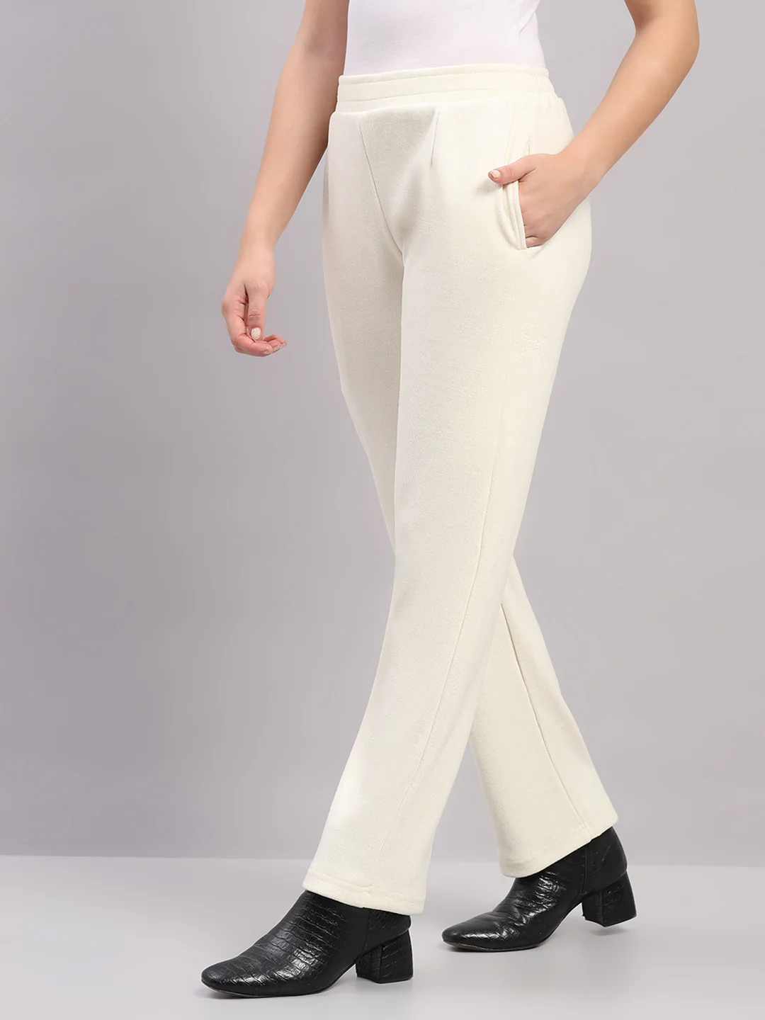 Women Cream Embroidered Turtle Neck Full Sleeve Cords Set - Image 7