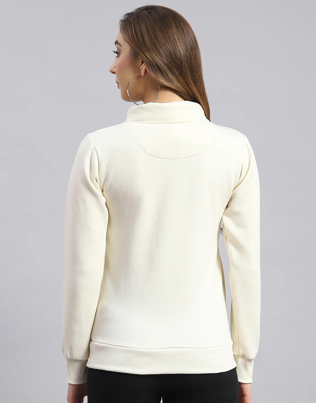 Women Cream Printed Round Neck Full Sleeve Sweatshirt - Image 6