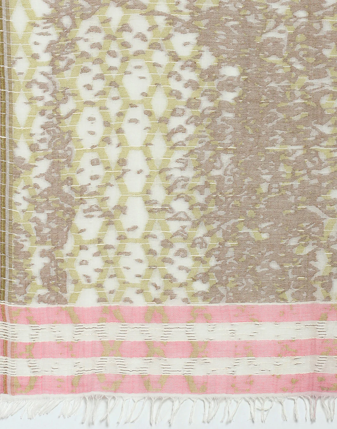 Women Cream Self Design Stole - Image 7