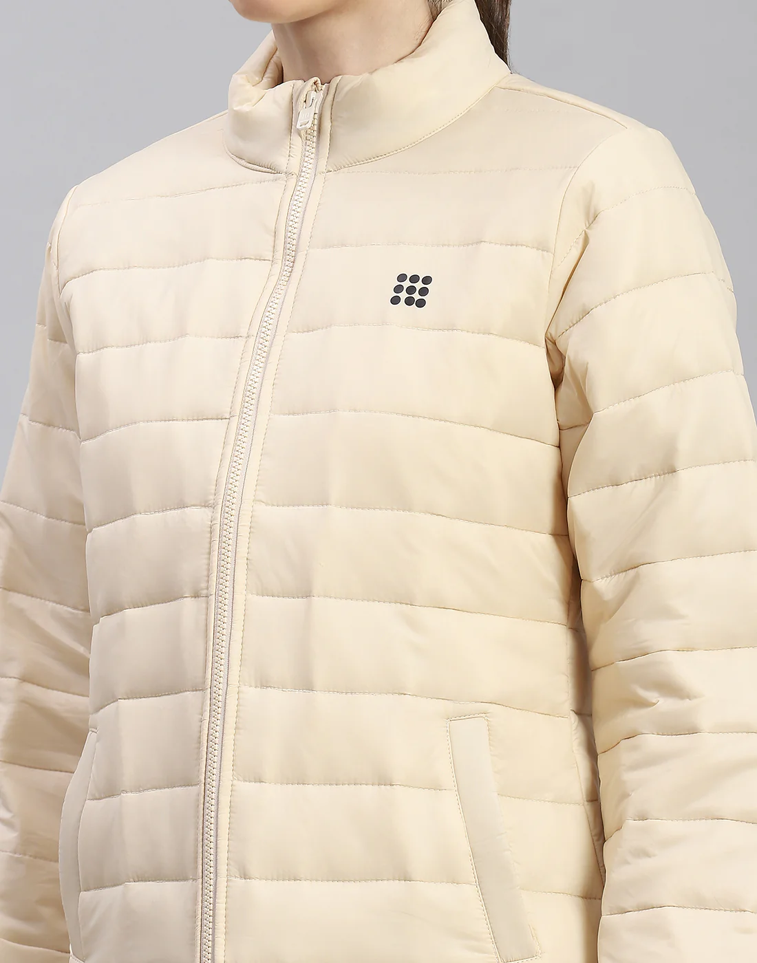 Rock.it Women Cream Solid Stand Collar Full Sleeve Jacket - Image 7