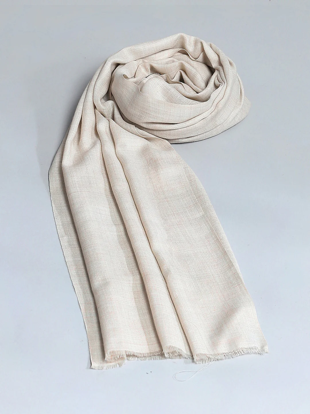 Women Cream Solid Stole - Image 6