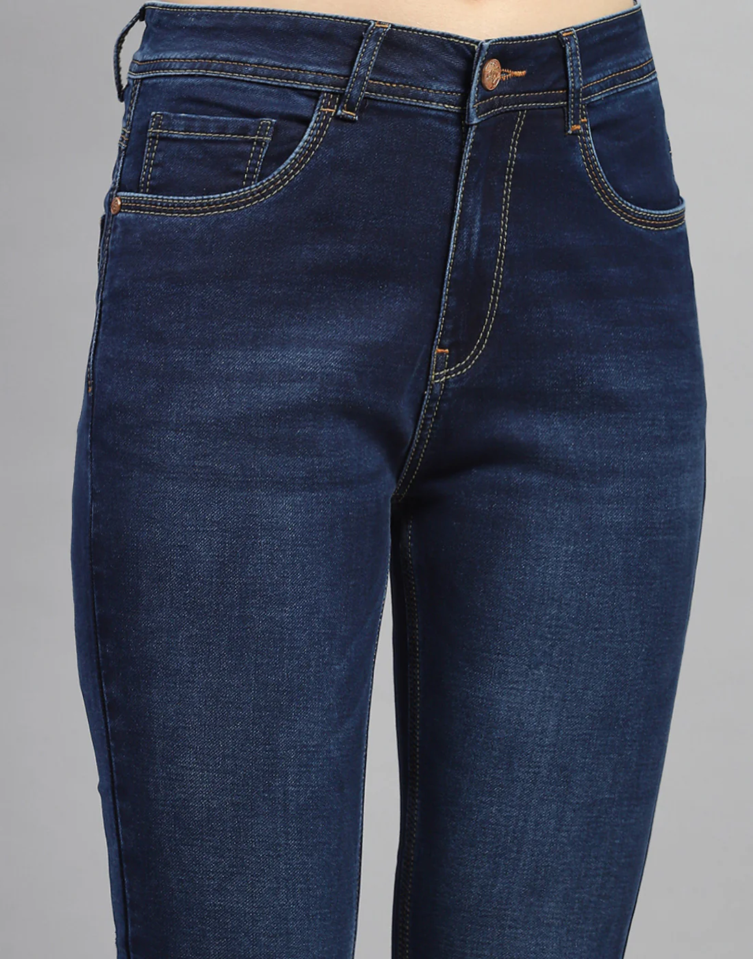 Women Dark Blue Light Wash Bootcut Denim - Image 6