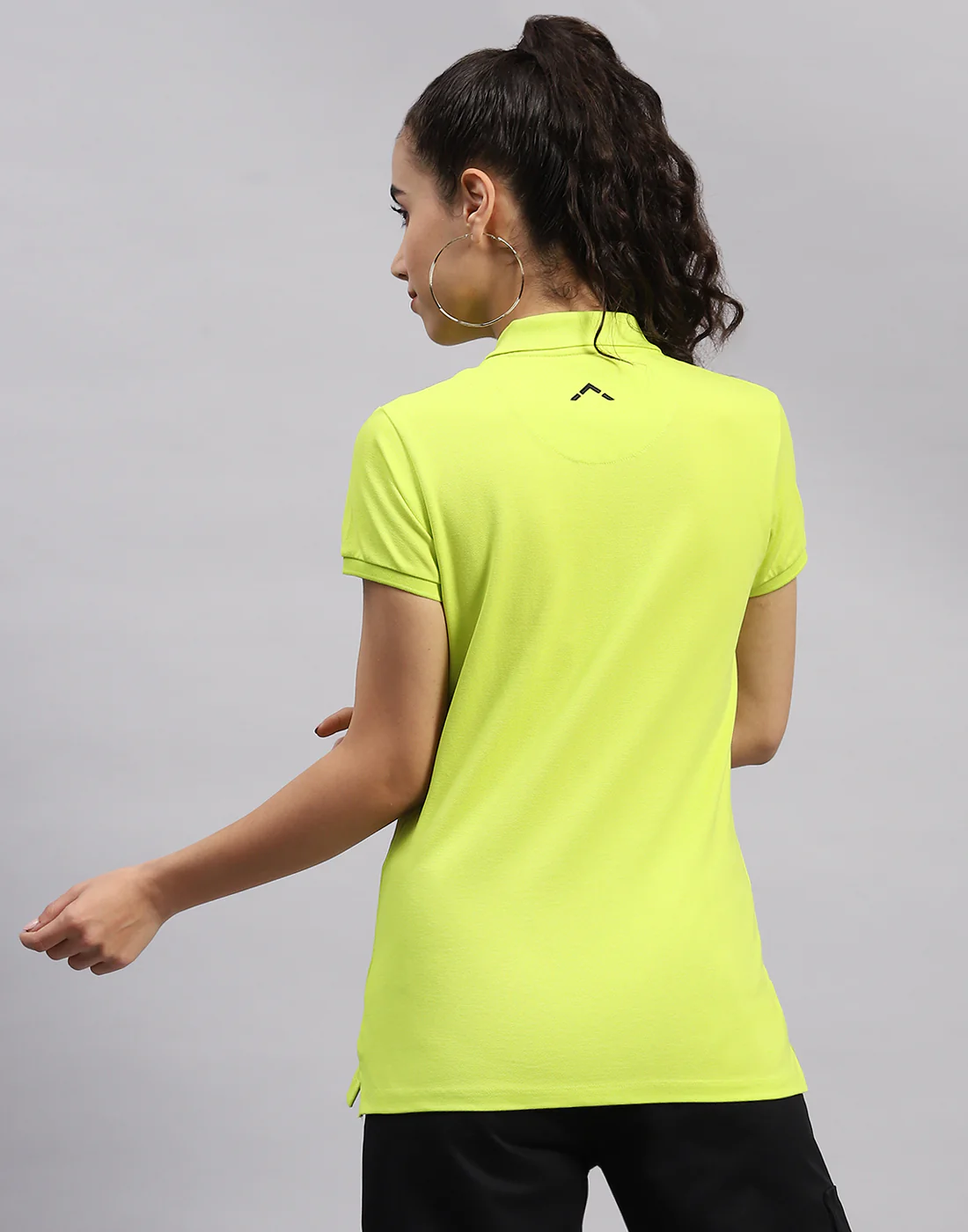 Rock.it Women Fluorescent Green Solid Polo Collar Half Sleeve T Shirt - Image 5