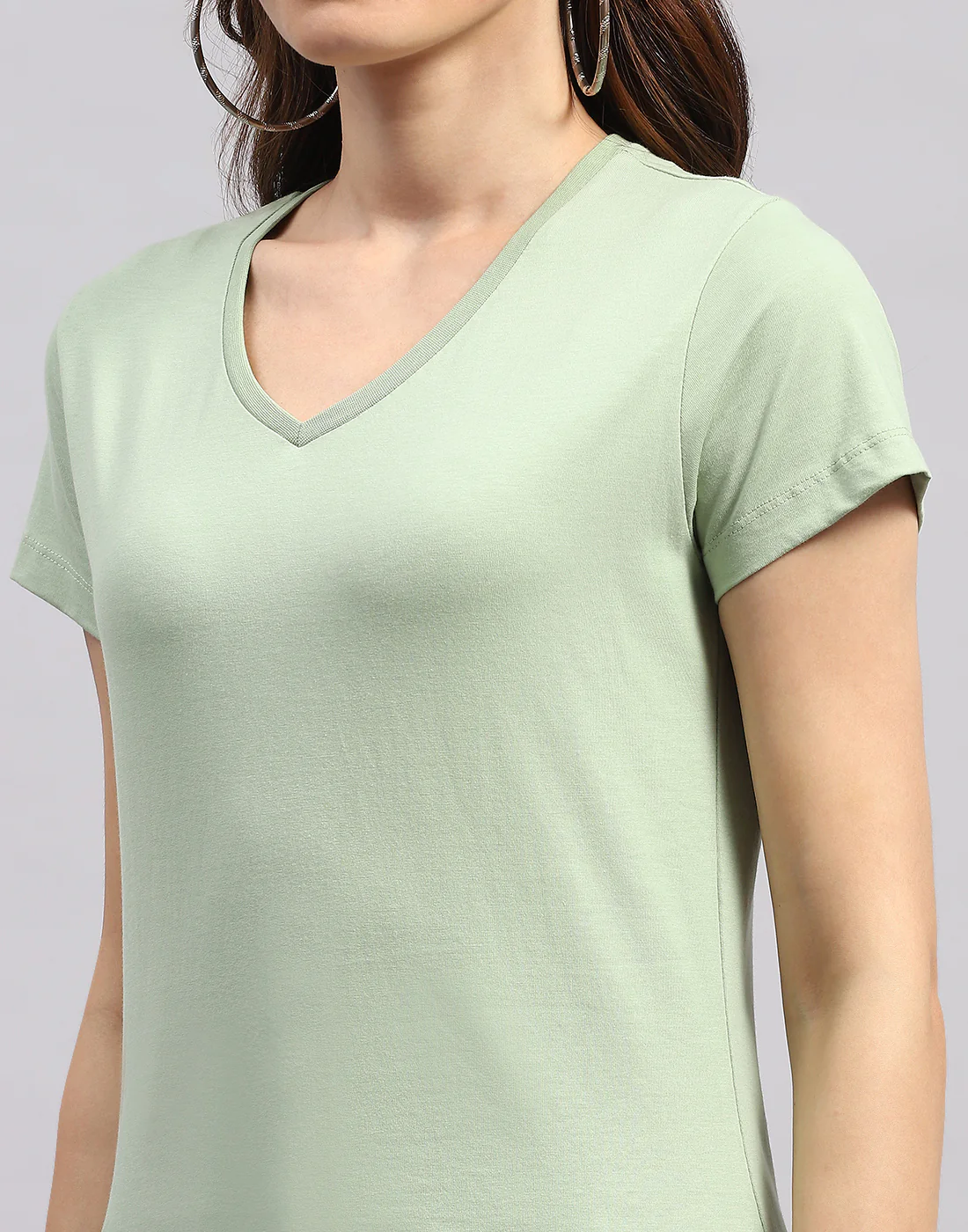 Women Green & Pink Solid V Neck Half Sleeve Top (Pack of 2) - Image 3