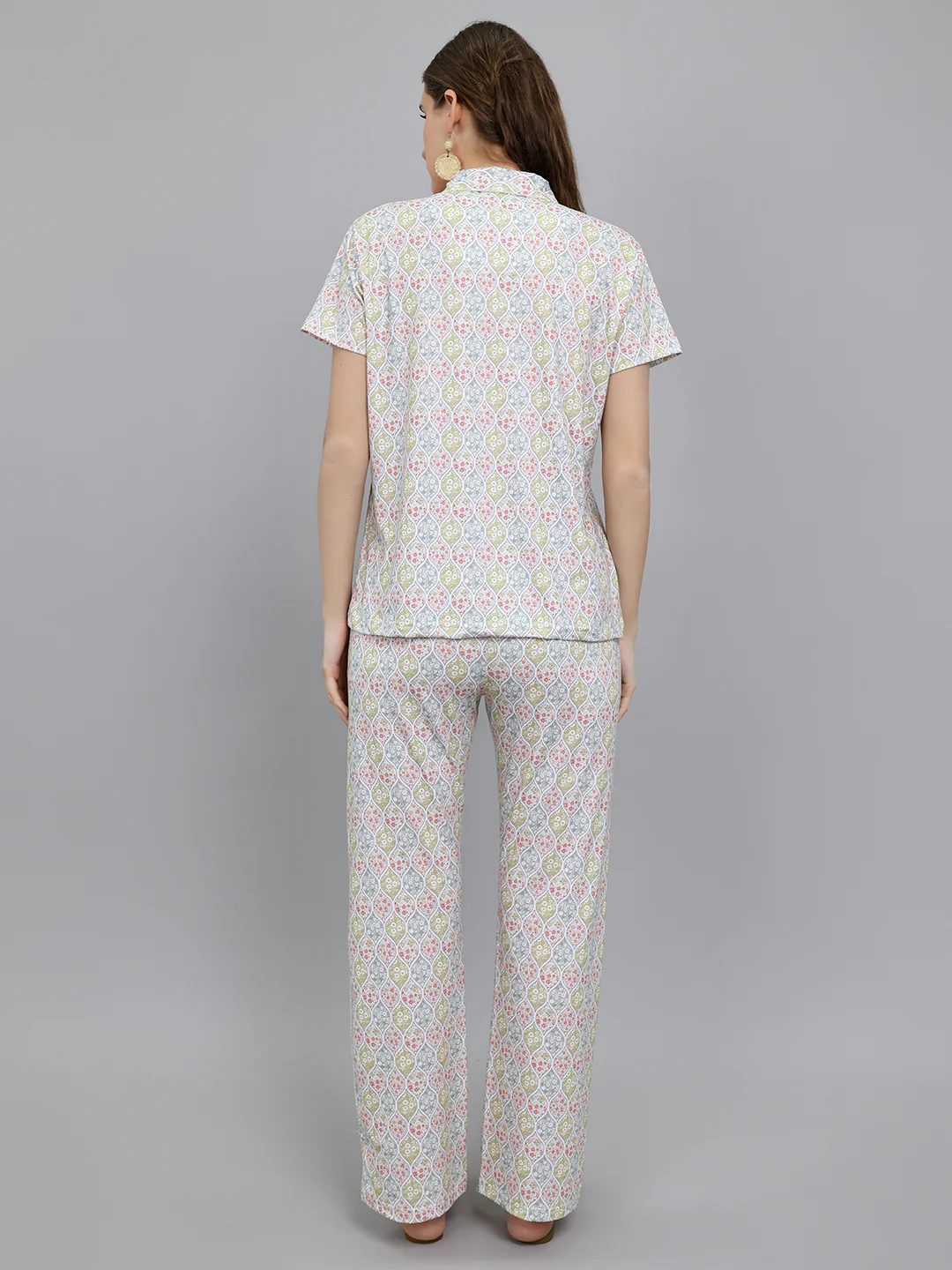 Women Green Printed Collar Half Sleeve Lower Set - Image 4
