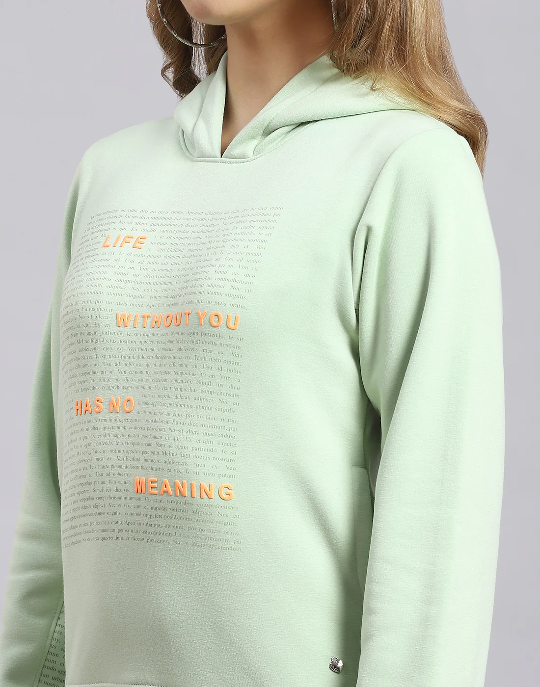 Women Green Printed Hooded Full Sleeve Sweatshirt - Image 6
