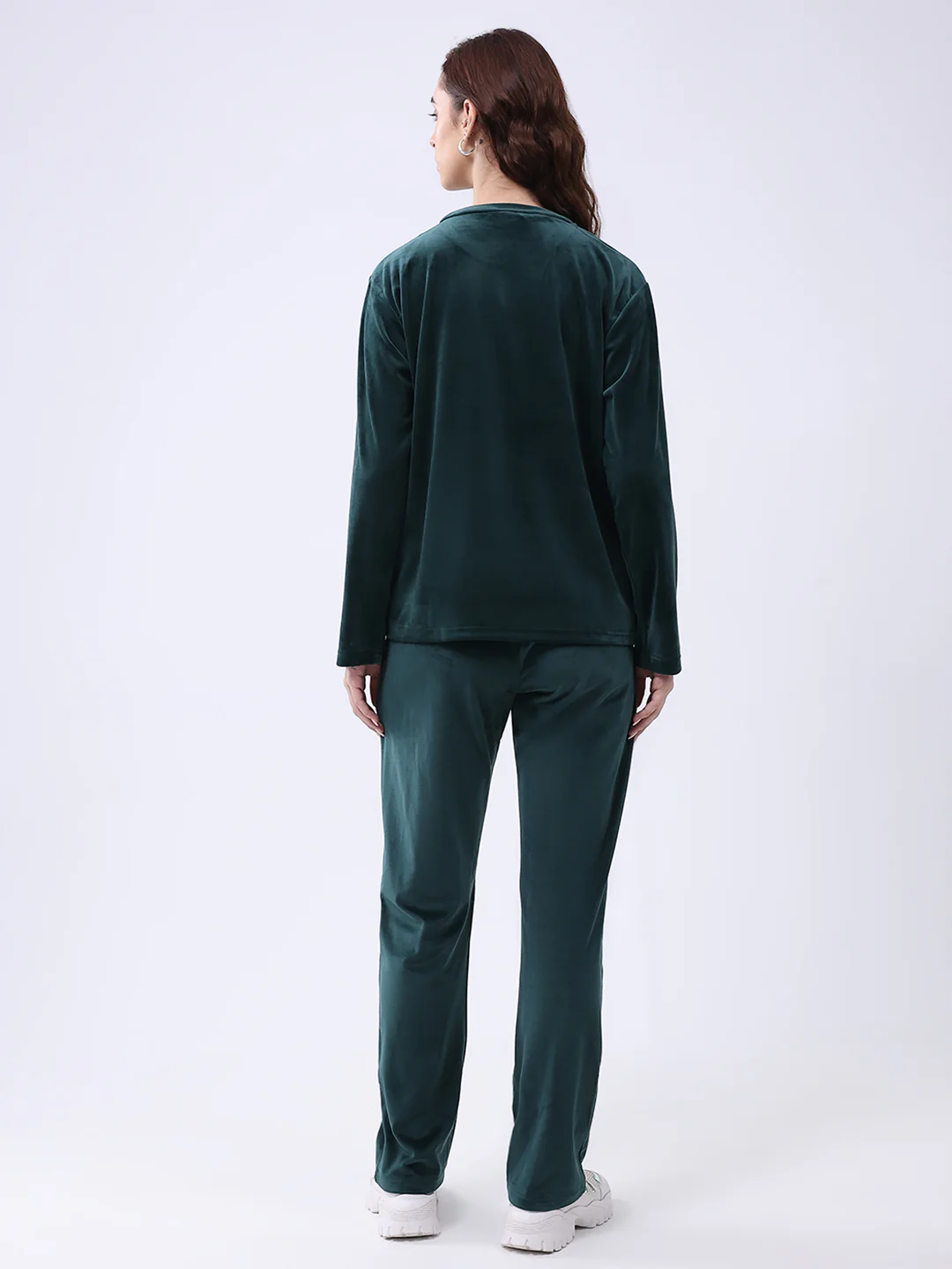 Women Green Printed Round Neck Full Sleeve Lower Set - Image 5
