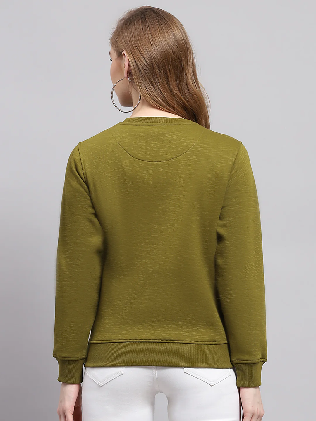 Women Green Printed Round Neck Full Sleeve Sweatshirt - Image 5
