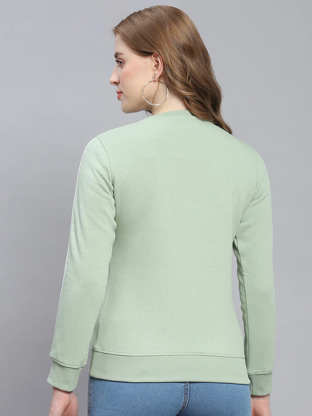 Women Green Printed Round Neck Full Sleeve Sweatshirts - Image 5