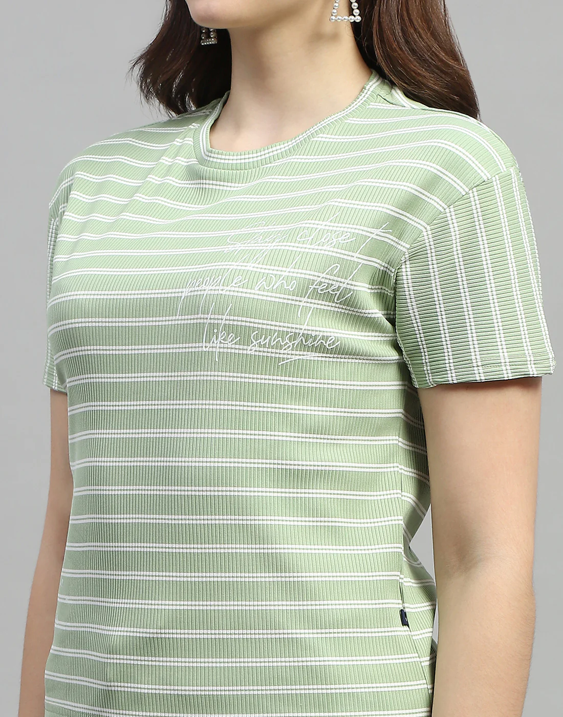 Women Green Printed Round Neck Half Sleeve Cords Set - Image 2
