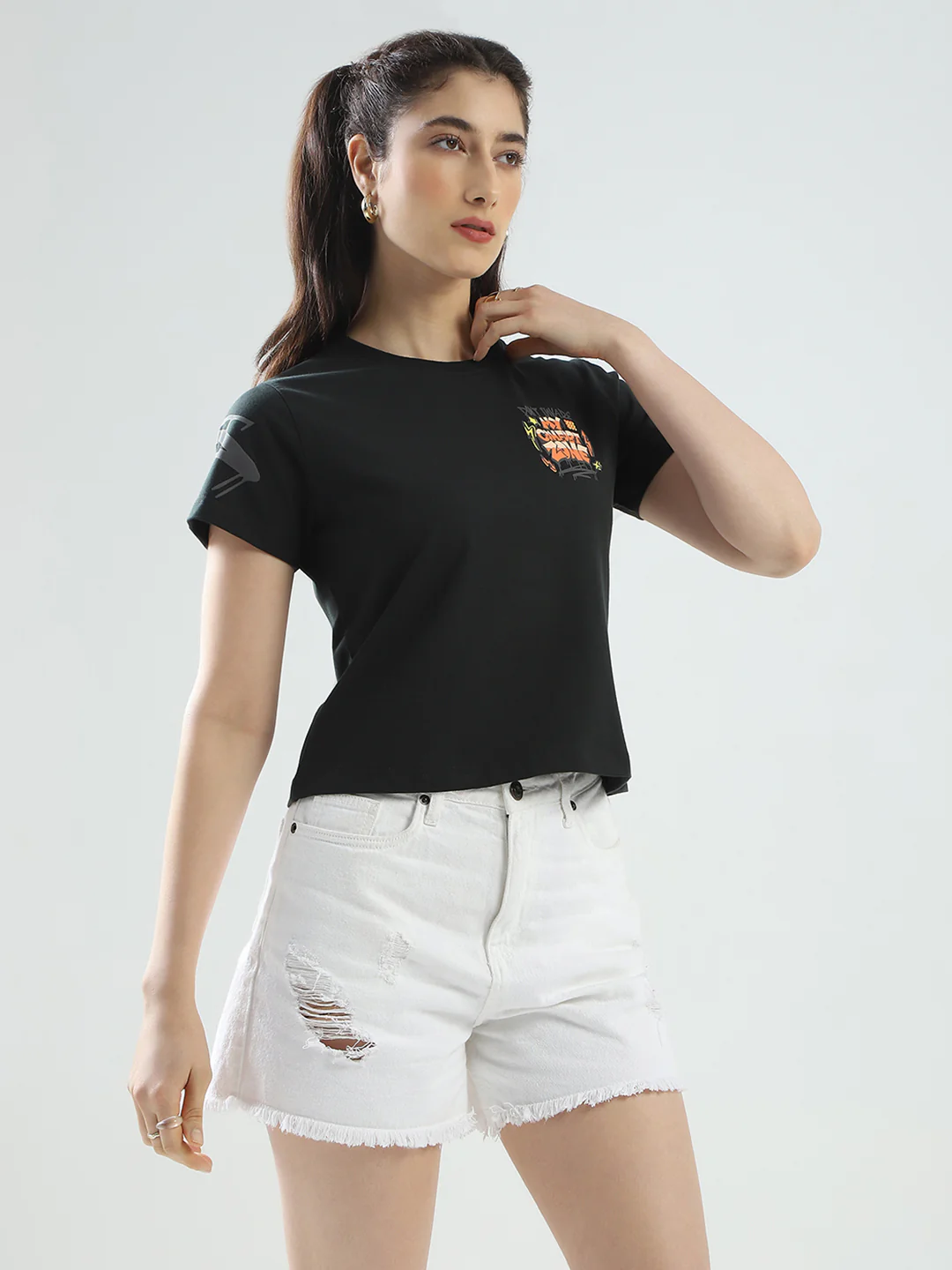 Rock.it Women Green Printed Round Neck Half Sleeve Top - Image 5