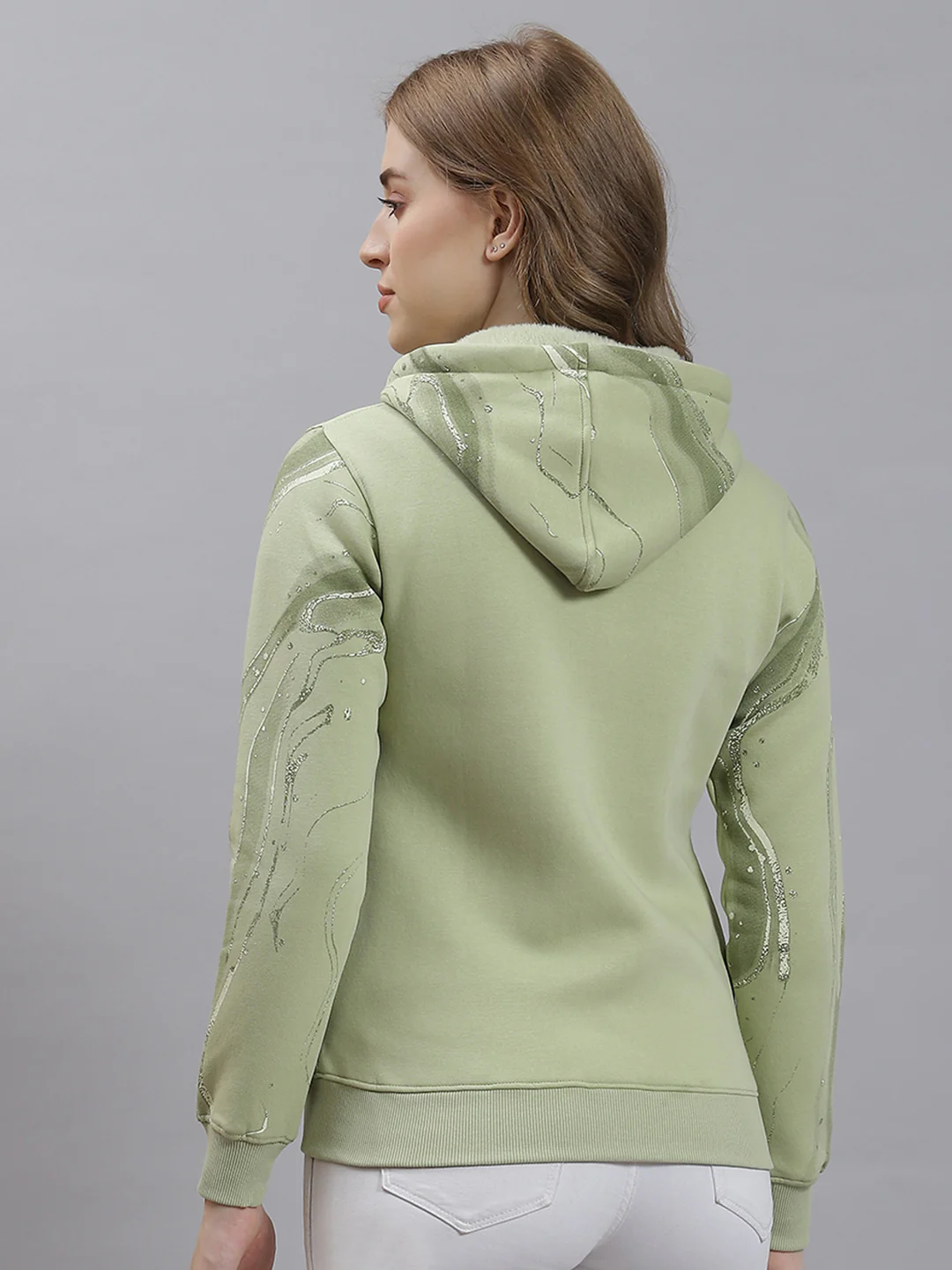 Women Green Printed Sweatshirt - Image 5