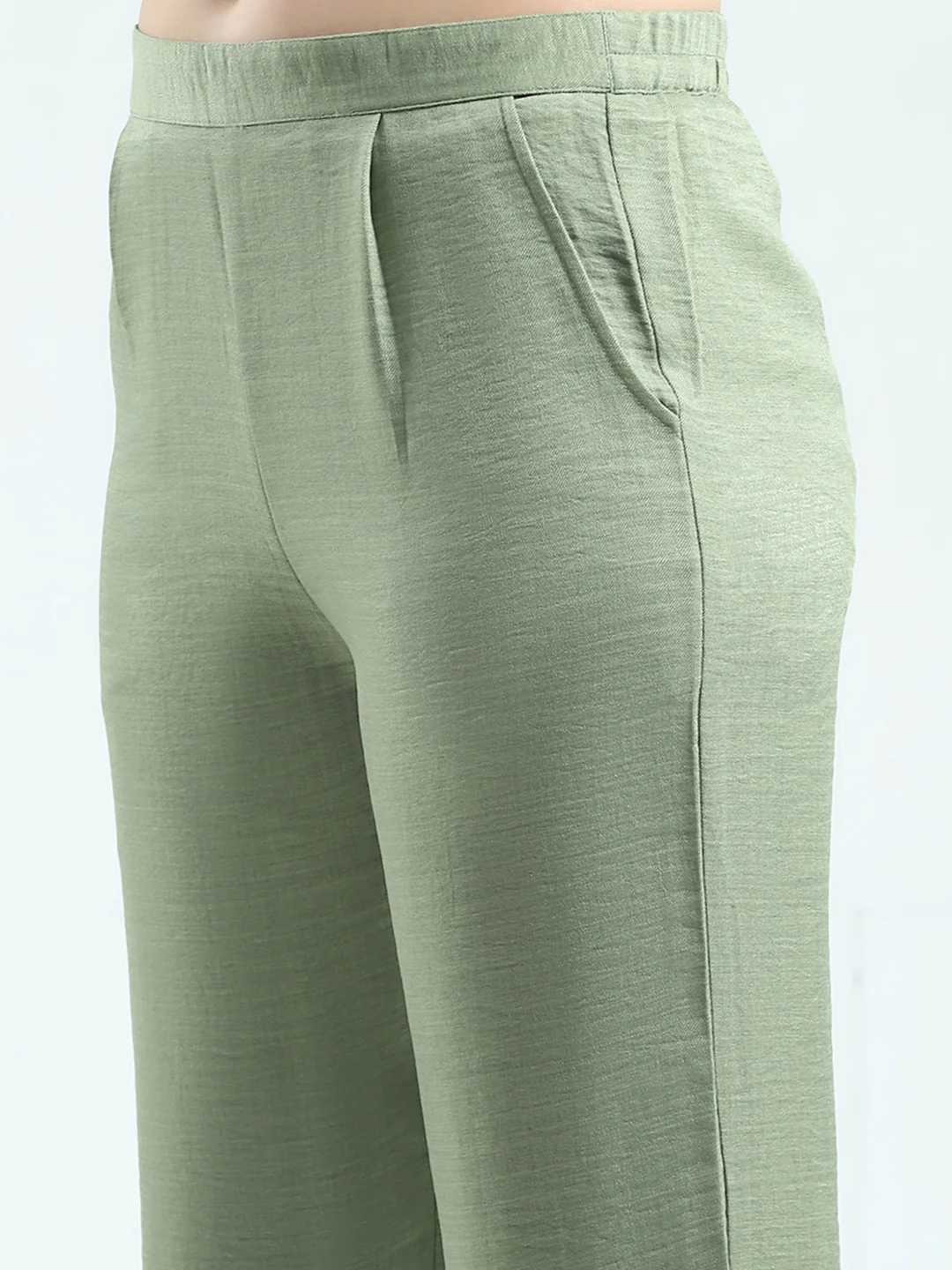 Women Green Printed Round Neck 3/4th Sleeve Cords Set - Image 8