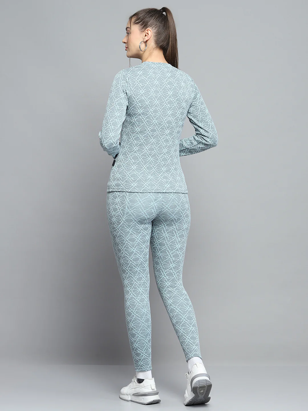 Rock.it Women Green Self Design Round Neck Full Sleeve Tracksuit - Image 5