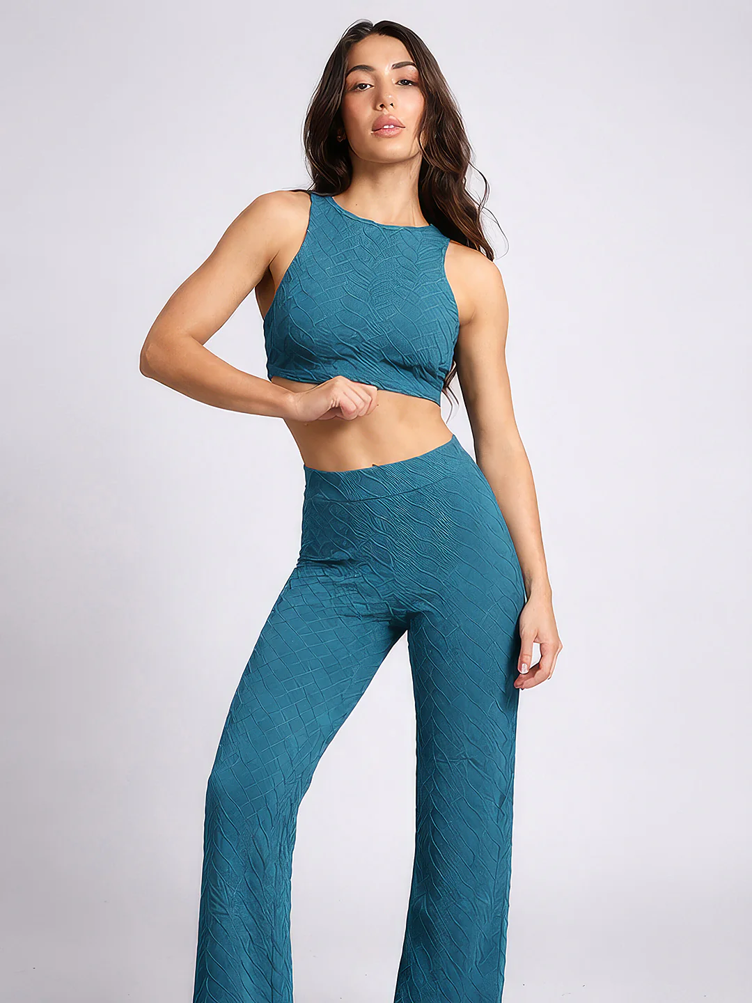Rock.it Women Green Self Design Round Neck Sleeveless Cords Set - Image 4