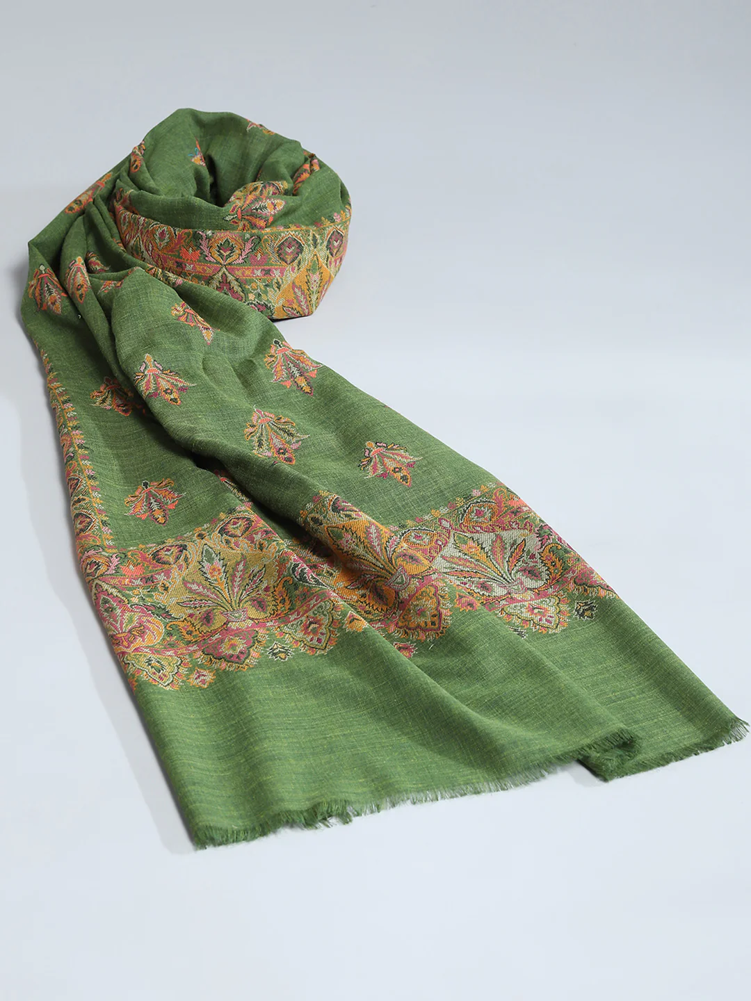 Women Green Self Design Shawl - Image 2