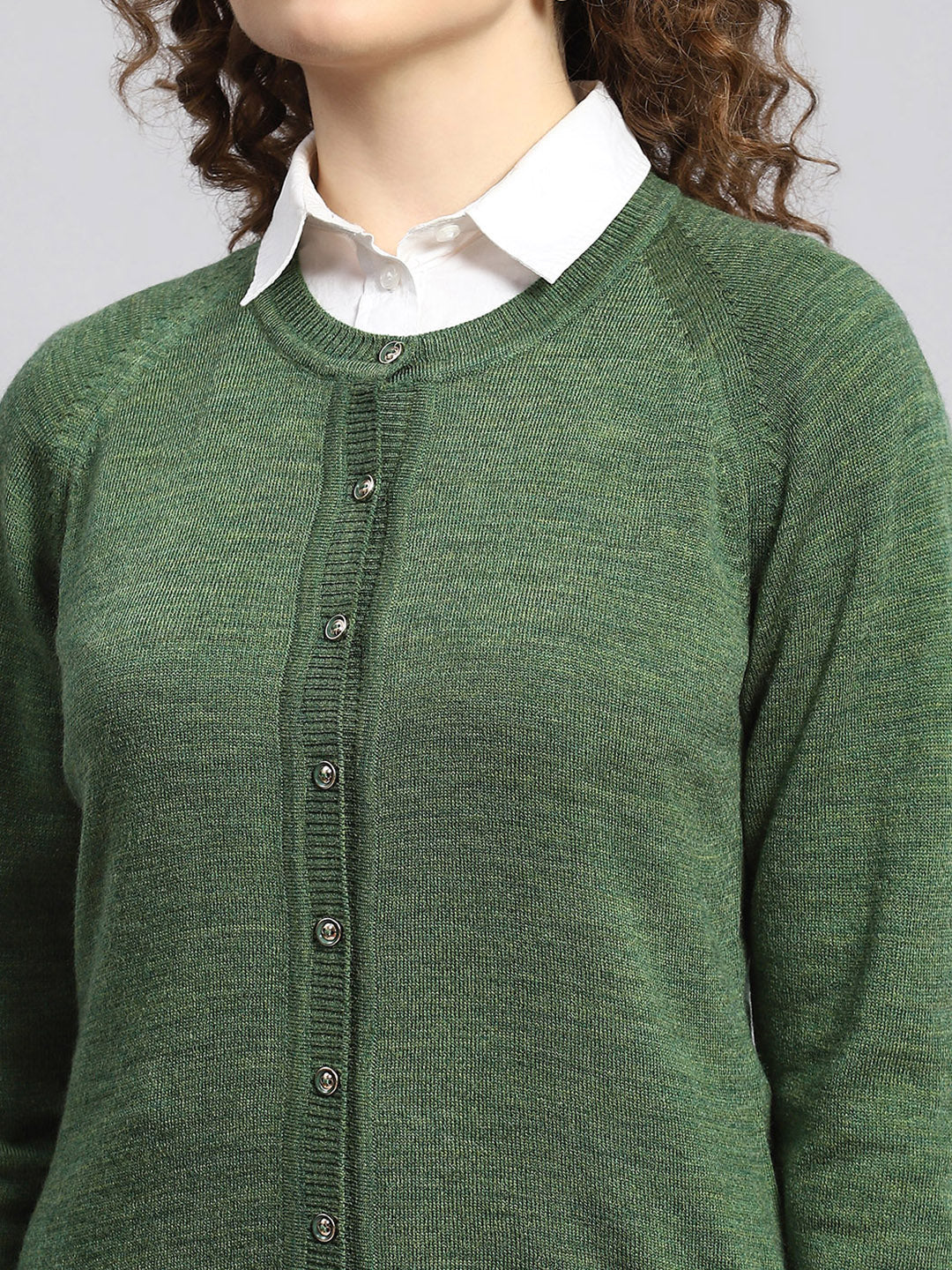 Women Green Solid Cardigan - Image 6