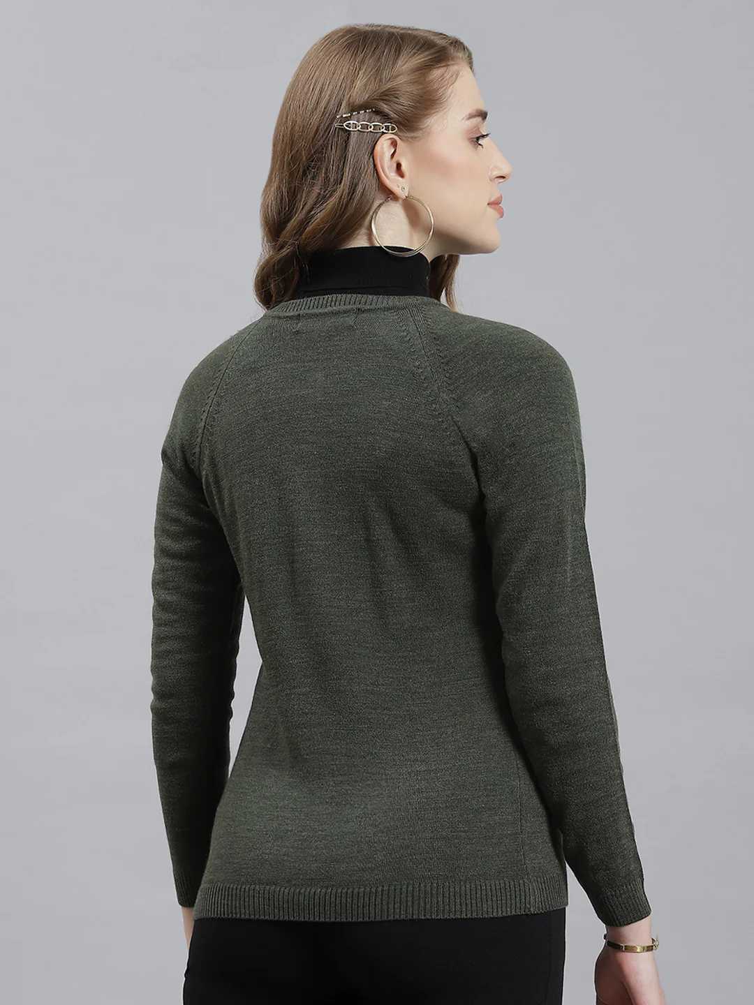 Women Green Solid Cardigan - Image 4