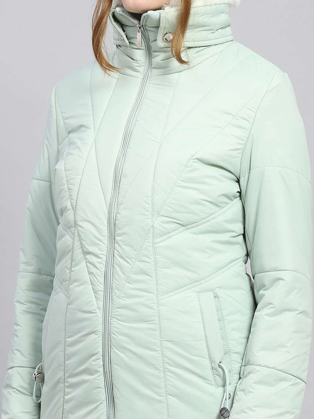 Women Green Solid Collar Full Sleeve Jacket - Image 6