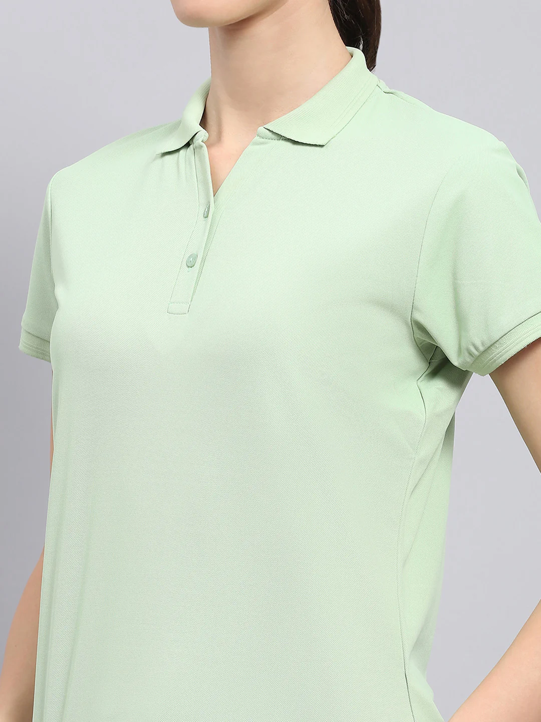 Rock.it Women Green Solid Collar Half Sleeve T Shirt - Image 6