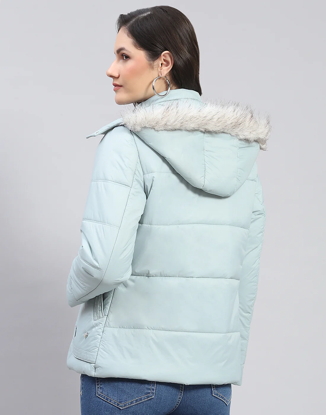 Women Green Solid Hooded Full Sleeve Jacket - Image 5