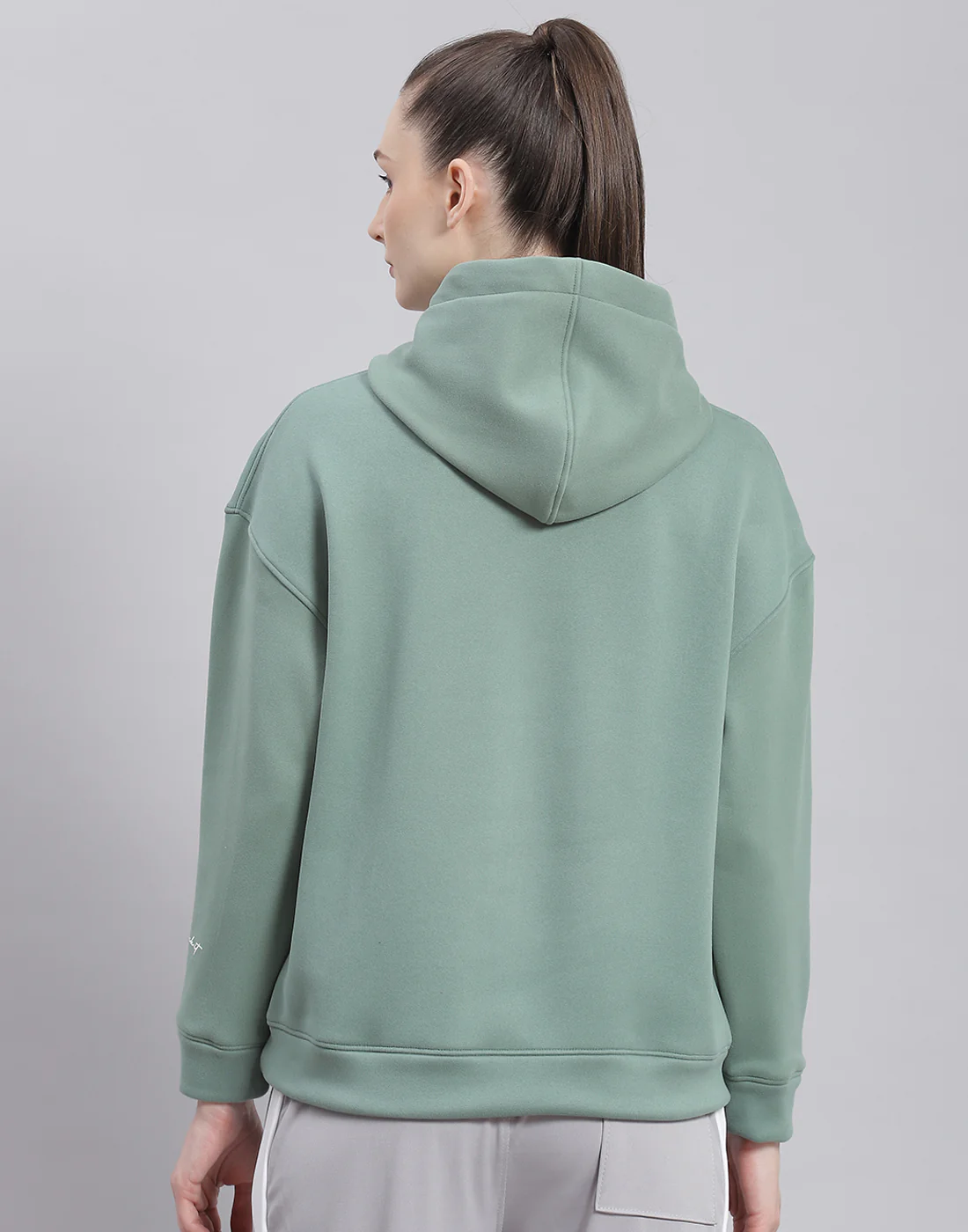 Rock.it Women Green Solid Hooded Full Sleeve Sweatshirt - Image 5
