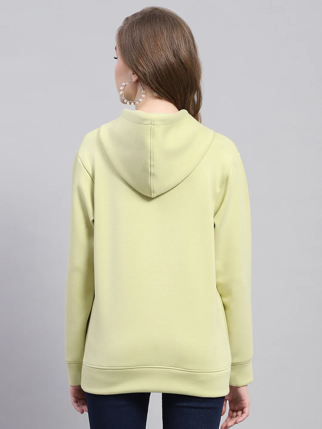 Women Green Solid Hooded Full Sleeve Sweatshirt - Image 5