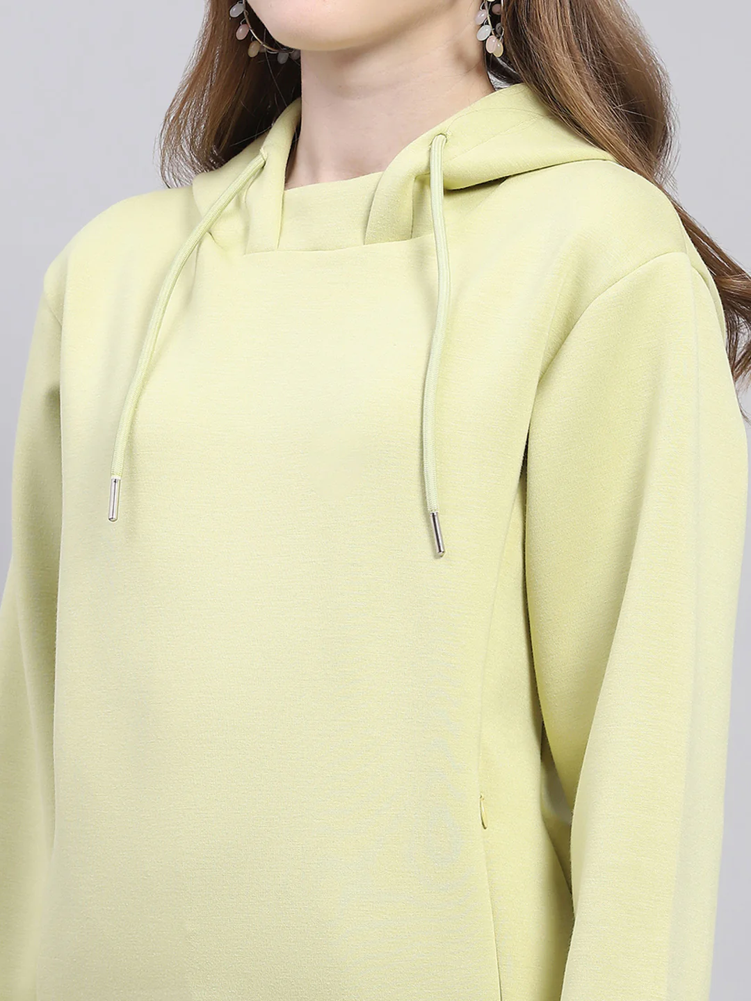 Women Green Solid Hooded Full Sleeve Sweatshirt - Image 7