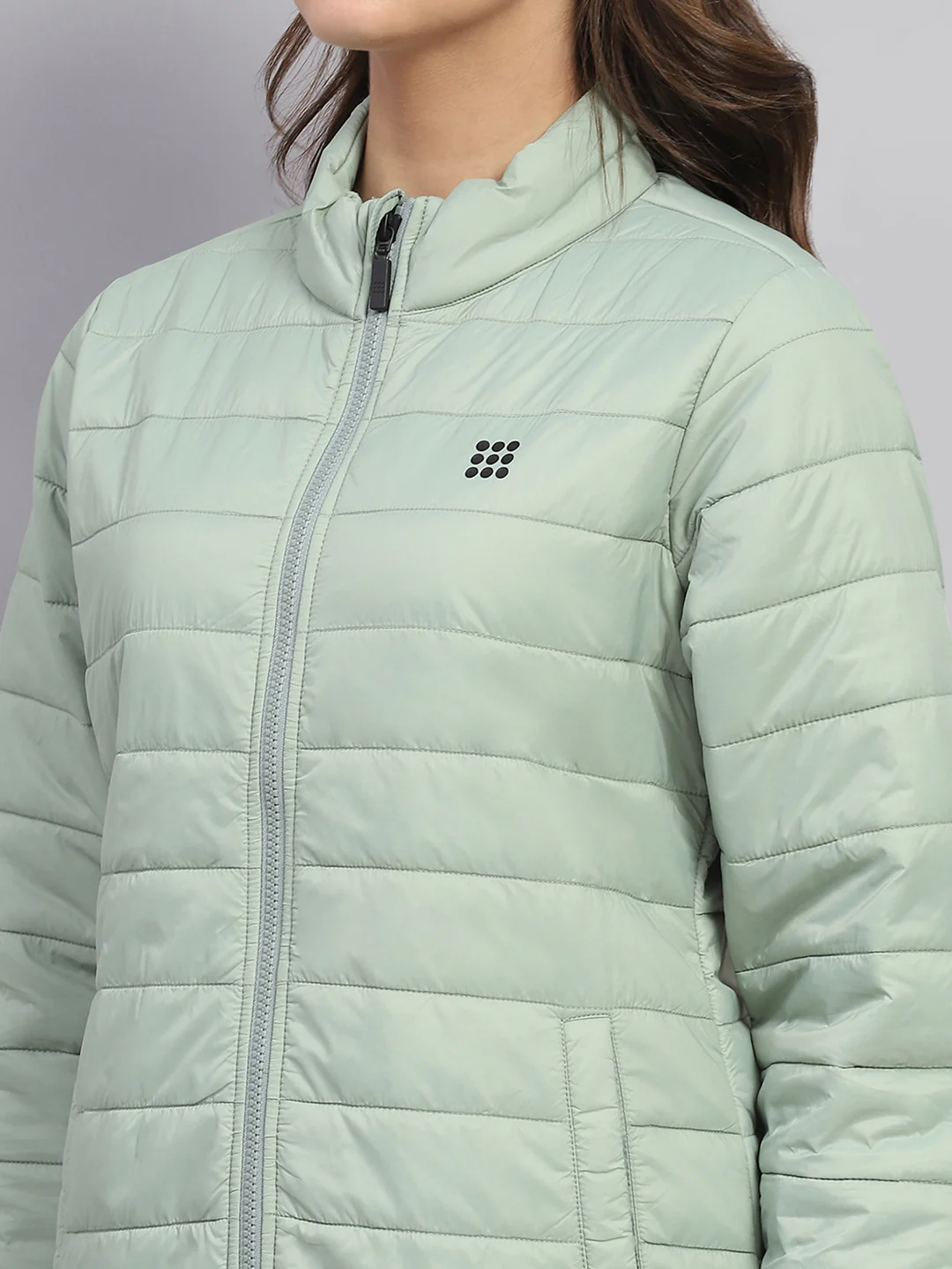 Rock.it Women Green Solid Mock Neck Full Sleeve Jacket - Image 7