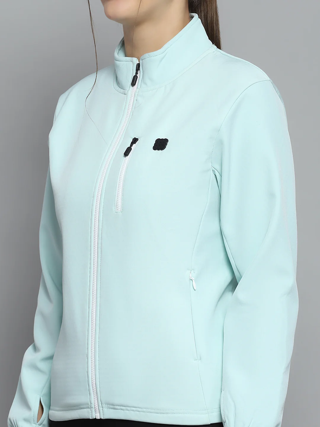 Rock.it Women Green Solid Mock Neck Full Sleeve Sweatshirt - Image 7
