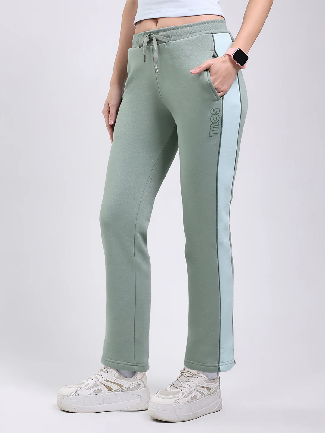 Women Green Solid Regular Fit Winter Lower - Image 3