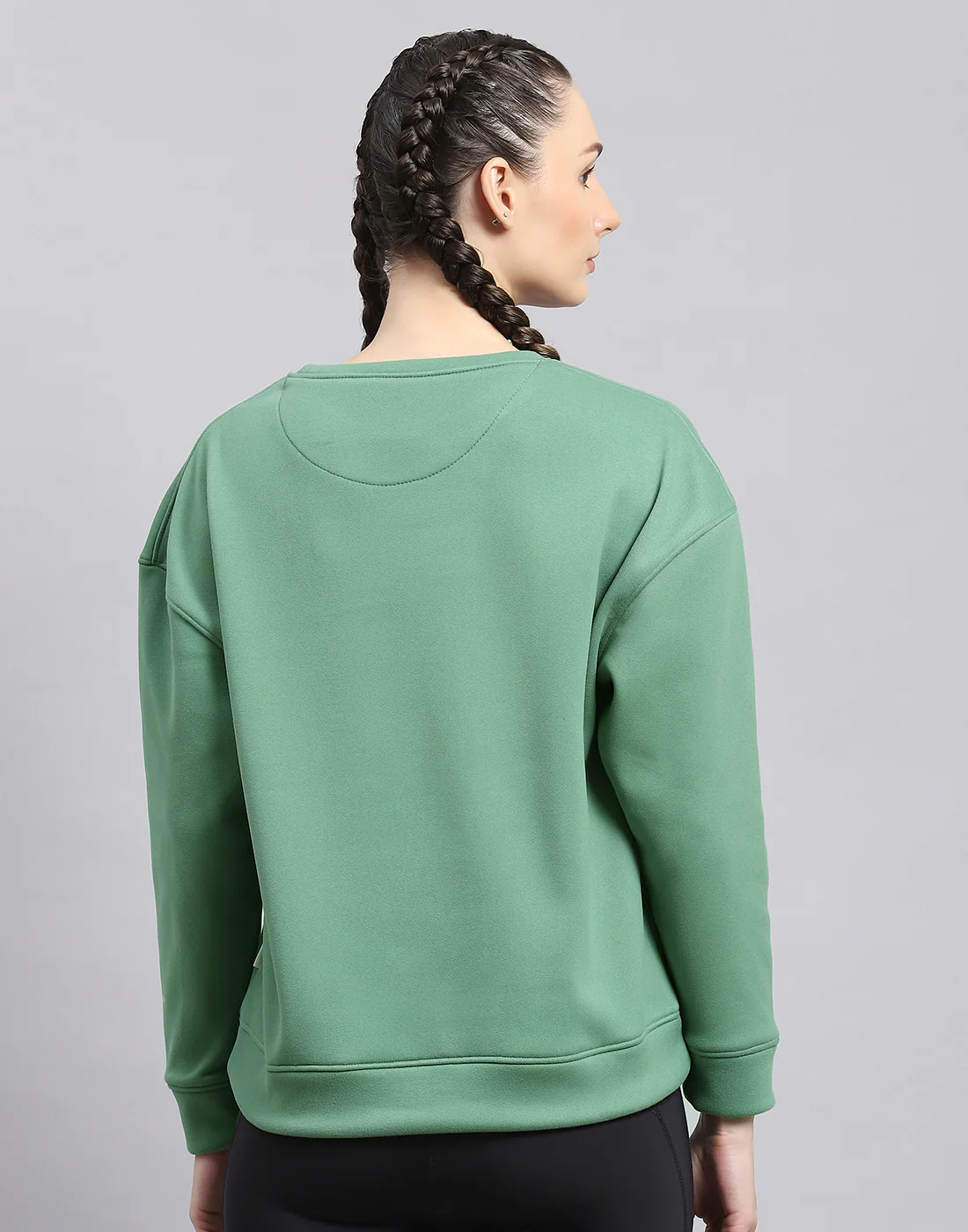 Rock.it Women Green Solid Round Neck Full Sleeve Sweatshirt - Image 5