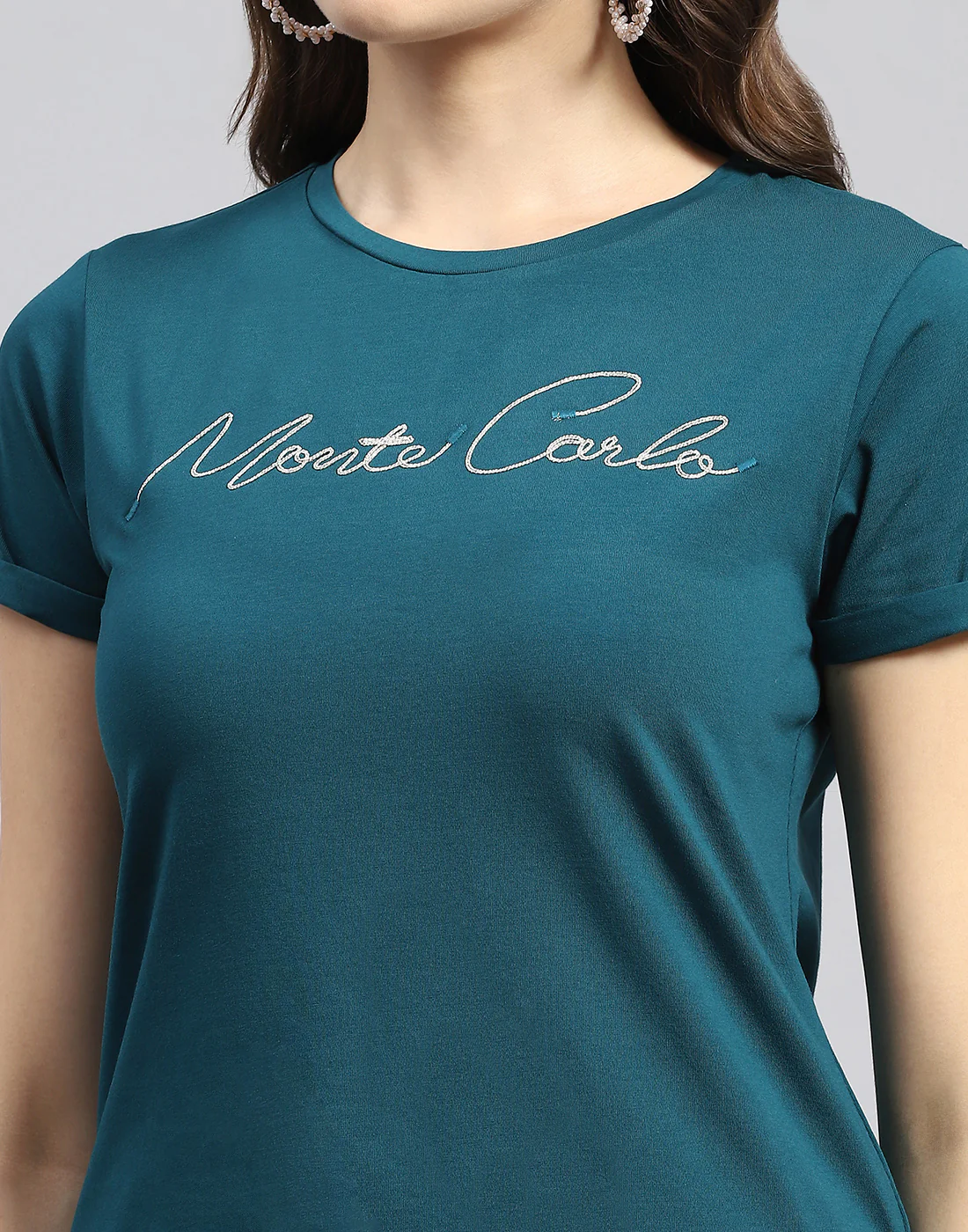 Women Green Solid Round Neck Half Sleeve Top - Image 7