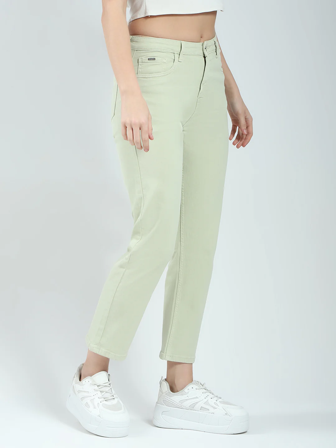 Women Green Solid Slim Fit Denim - Image 4