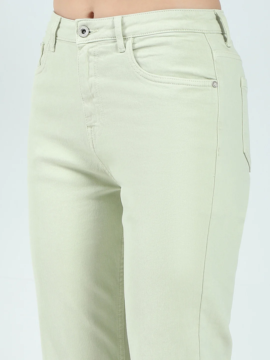 Women Green Solid Slim Fit Denim - Image 6