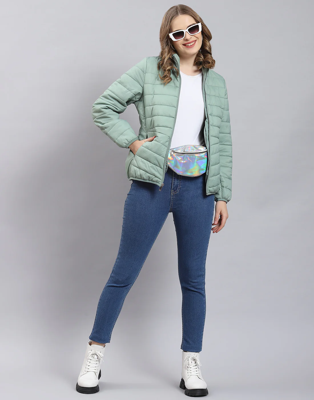 Pack it, style it, slay it, Women Green Packable Full Sleeve Jacket - Image 3