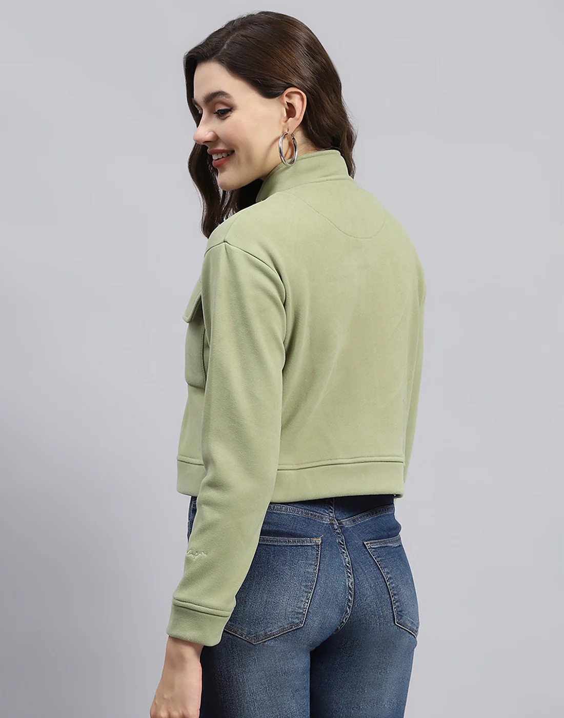 Rock.it Women Green Solid Turtle Neck Full Sleeve Sweatshirt - Image 5
