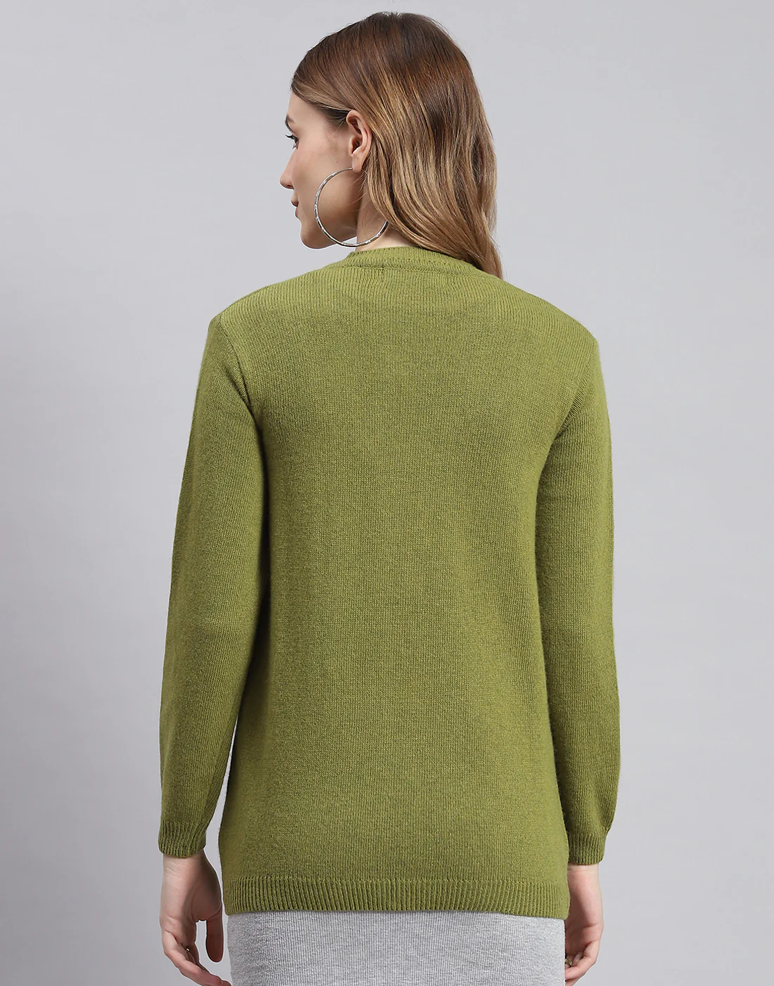 Women Green Solid V Neck Full Sleeve Cardigan - Image 4