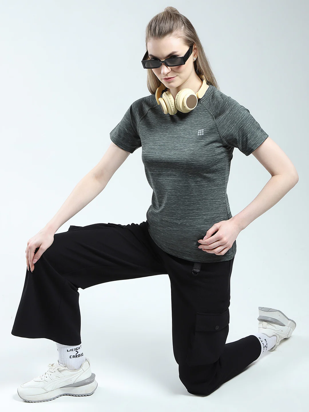 Rock.it Women Green Solid Round Neck Half Sleeve Top - Image 2
