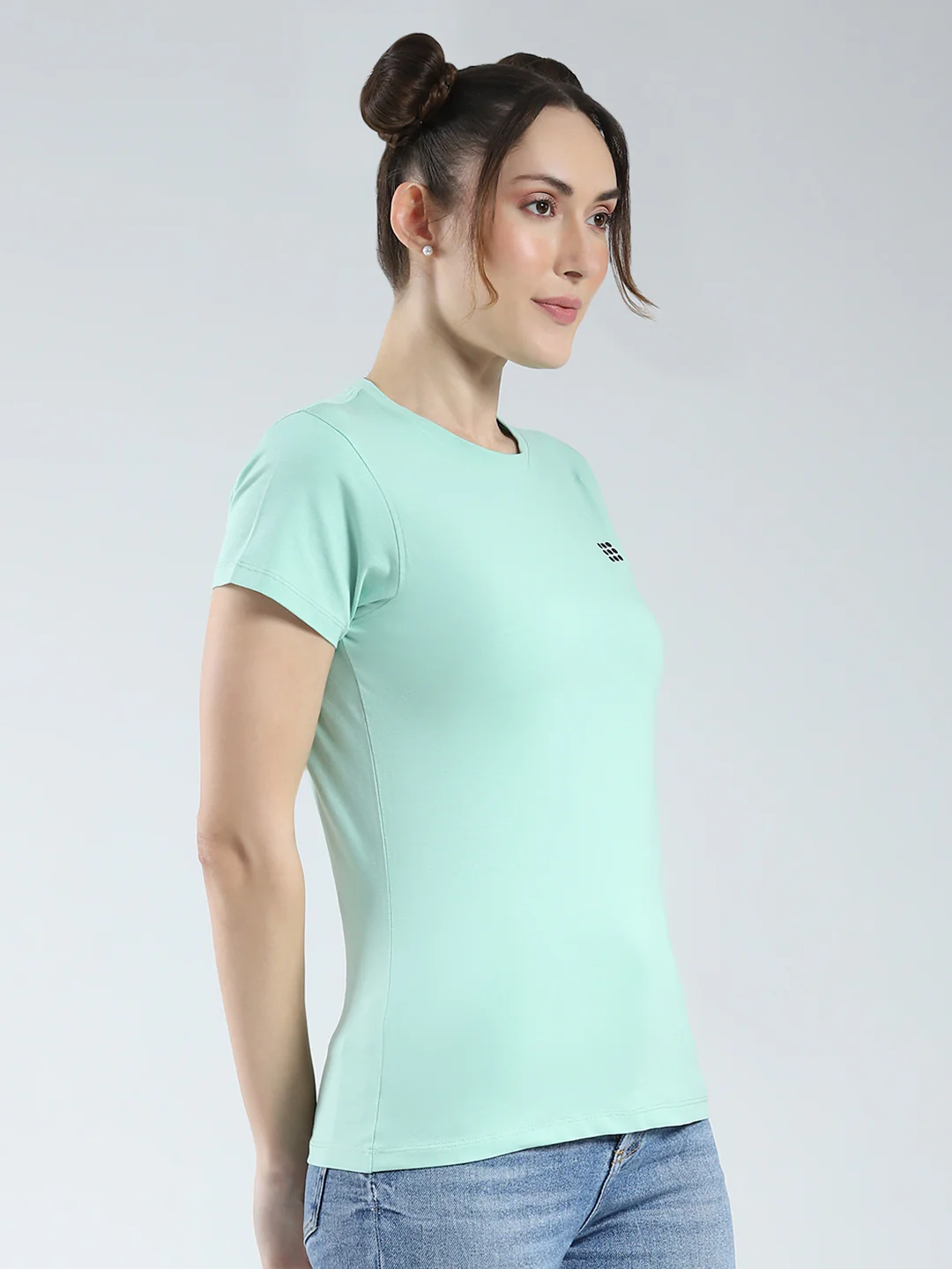 Rock.it Women Green Solid Round Neck Half Sleeve Top - Image 4