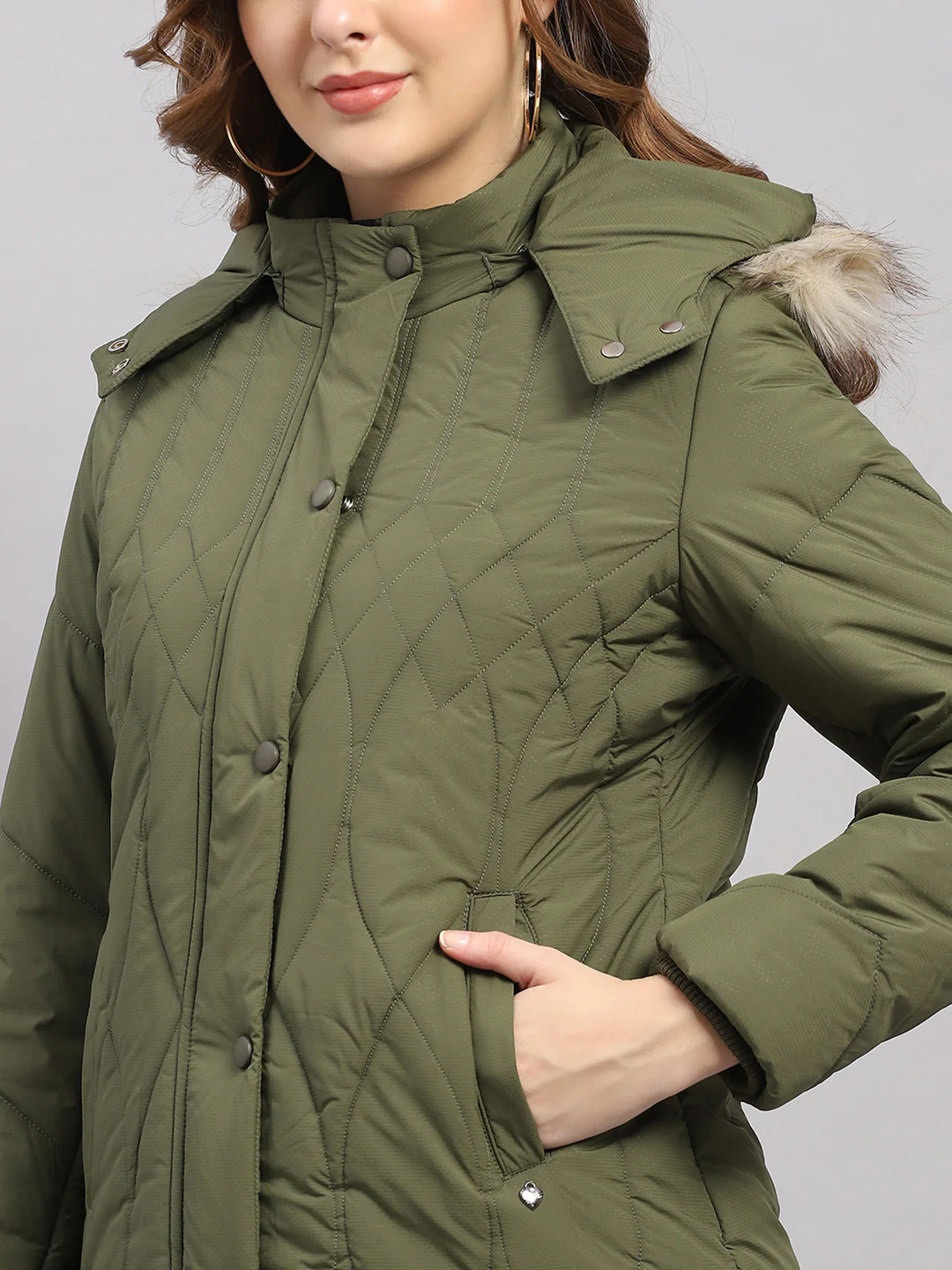 Women Green Stripe Hooded Full Sleeve Jacket - Image 6