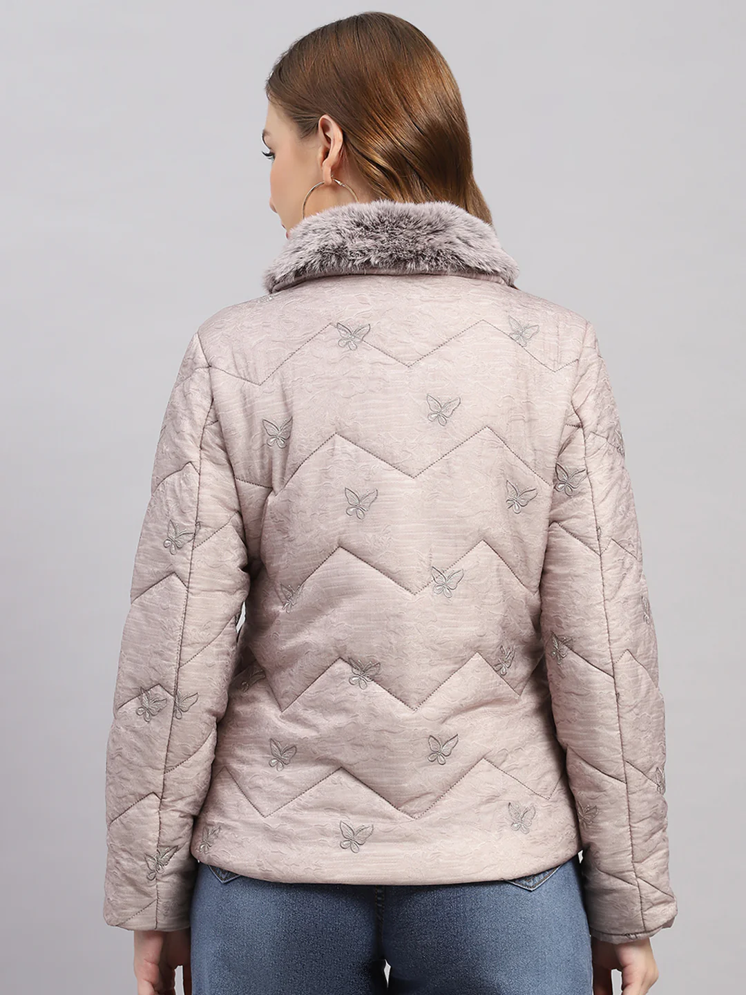 Women Grey Embroidered Collar Full Sleeve Jacket - Image 5