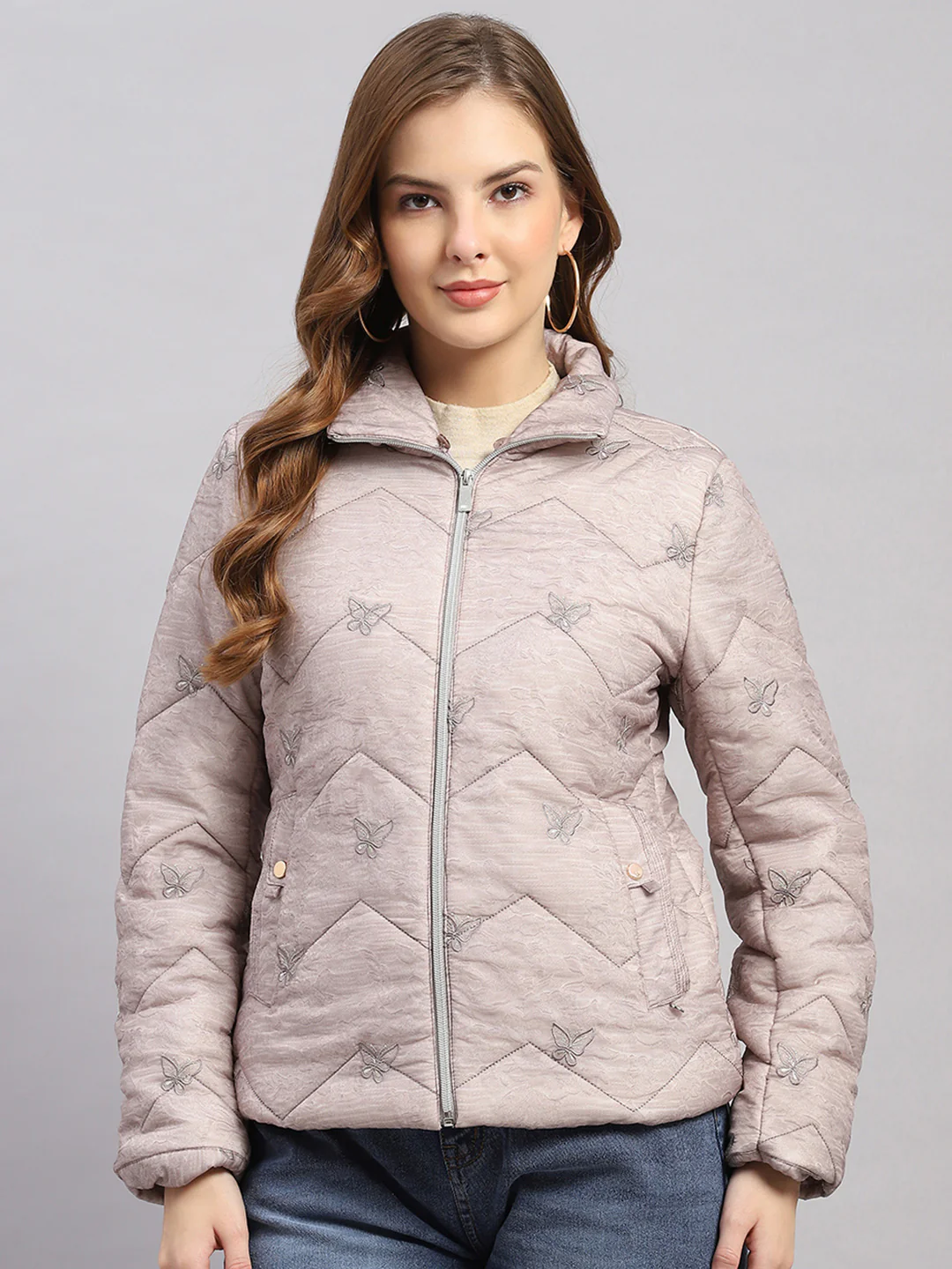 Women Grey Embroidered Collar Full Sleeve Jacket - Image 6